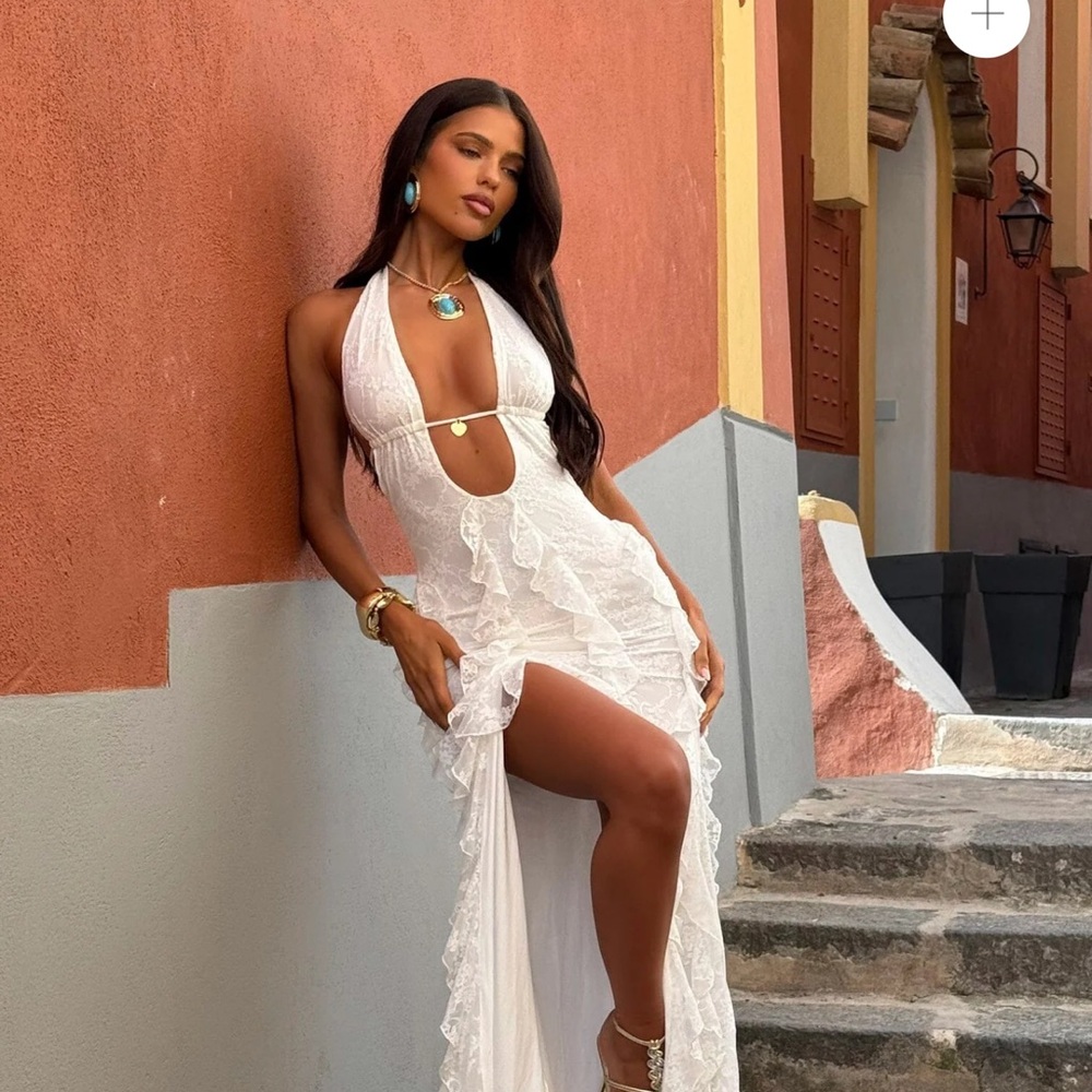 Elegant White Halter Dress